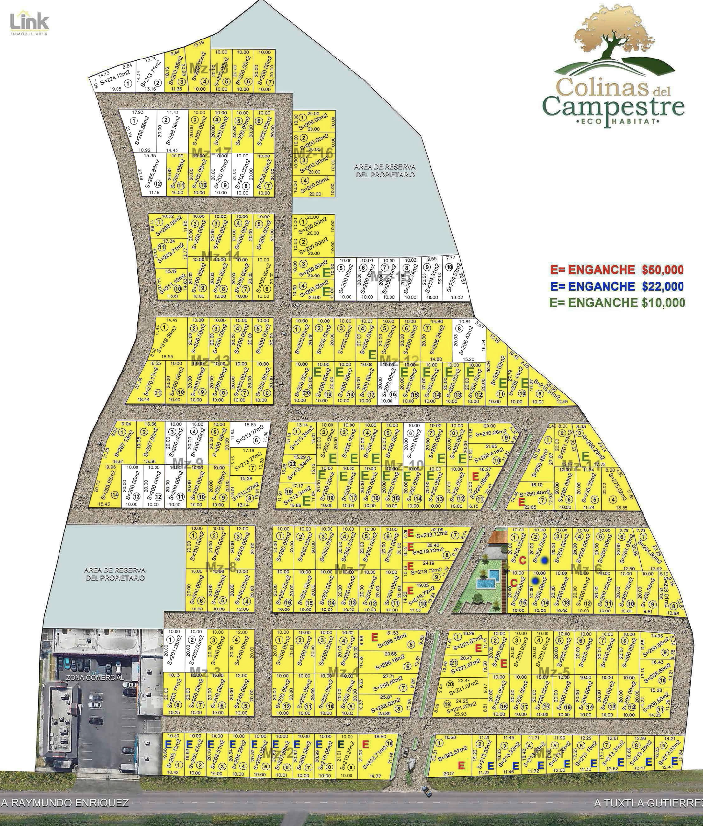 Plano de lotes Colinas del Campestre Tuxtla Gutiérrez